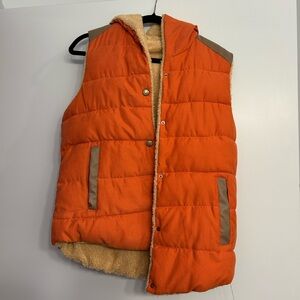 Vibrant Orange Hooded Puffer Vest